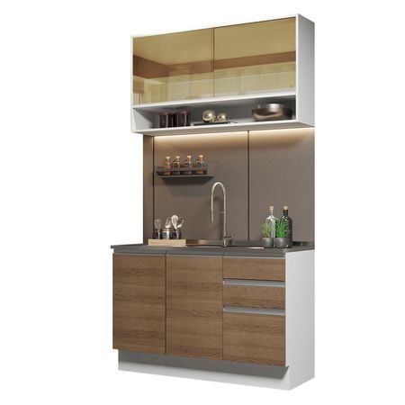 Mueble de Cocina Integral Glamy 120 cm Blanco/Marrón 05