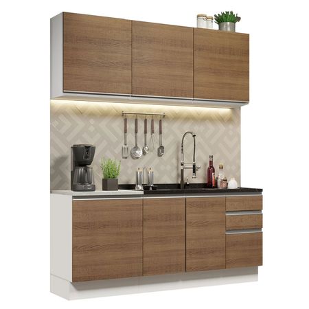 Mueble de Cocina Integral Glamy 180 cm Blanco/Marrón 10