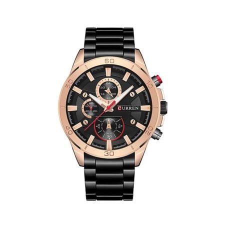 Reloj Análogo Curren Original KREb562001para Hombre Acero Color Negro-Oro Rosa