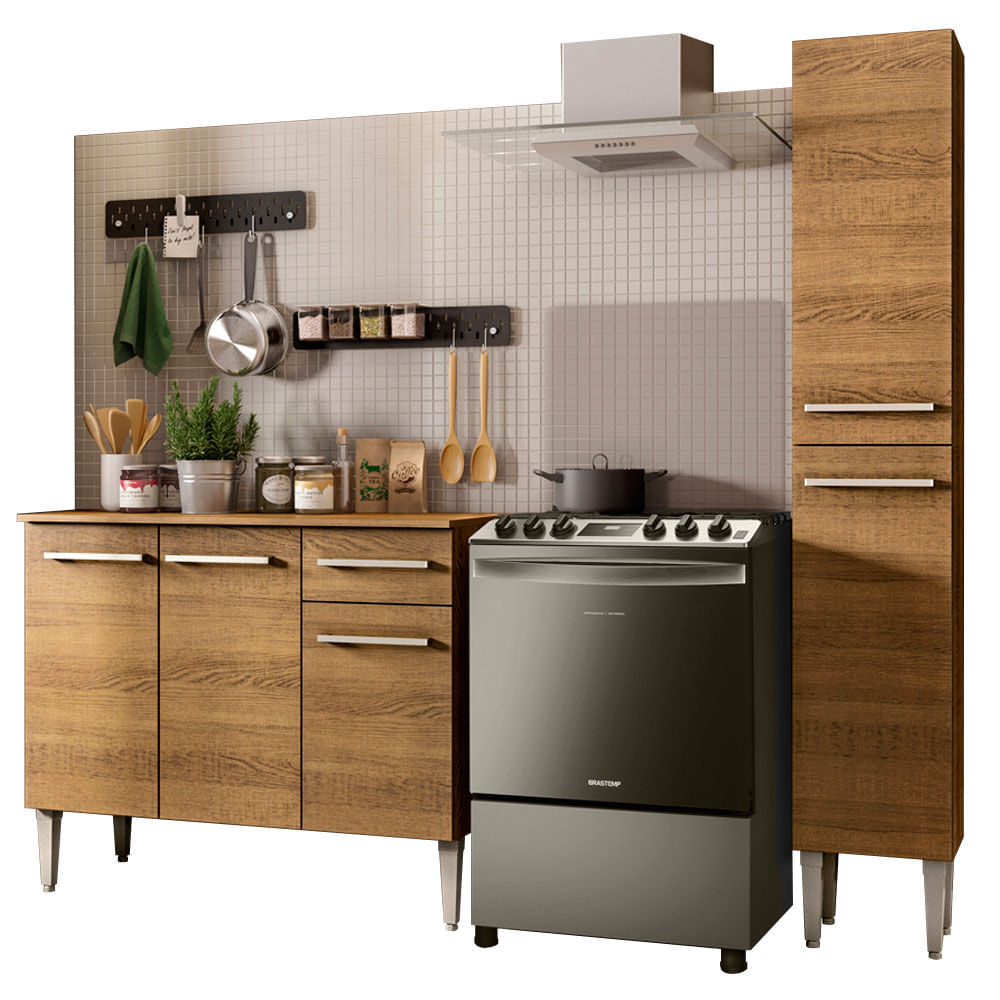 Mueble de Cocina Integral Emilly Silver 137 cm Marrón 01
