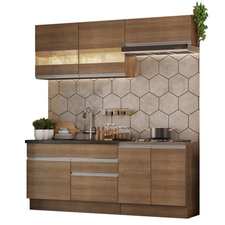 Mueble de Cocina Integral Glamy 200 cm Marrón 07