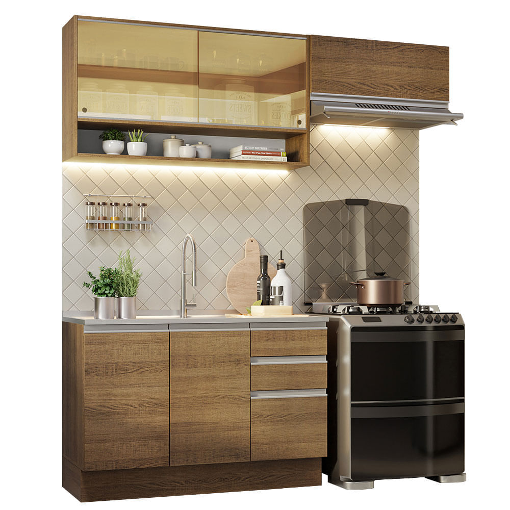 Mueble de Cocina Integral Glamy 200 cm Marrón 08