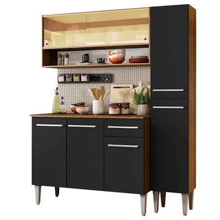 Mueble de Cocina Integral Emilly Art 137 cm Marrón/Negro 04