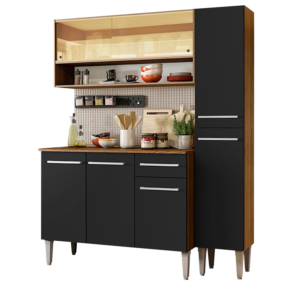 Mueble de Cocina Integral Emilly Art 137 cm Marrón/Negro 04