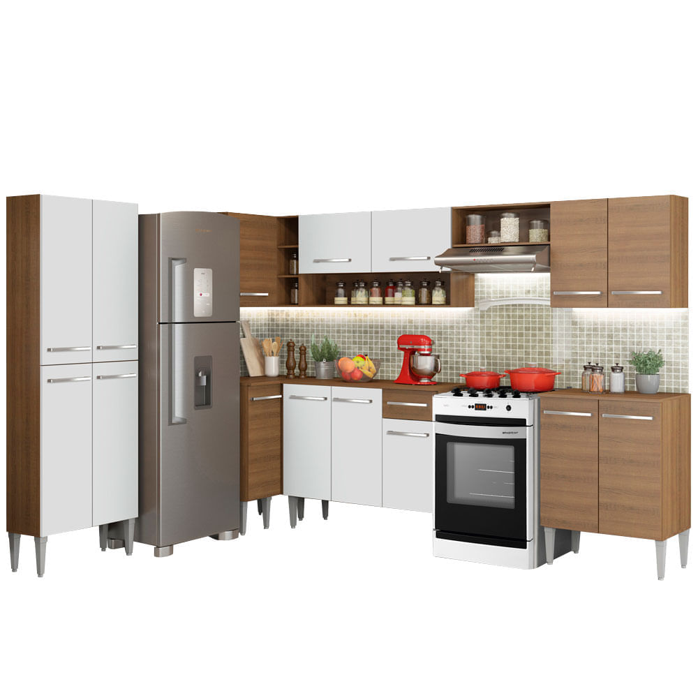 Mueble de Cocina Integral Emilly Moon 481 cm Marrón/Blanco 01