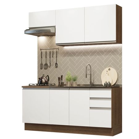 Mueble de Cocina Integral Glamy 180 cm Marrón/Blanco 07