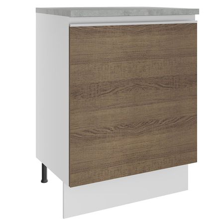 Mueble de Cocina 1 Puerta Glamy 60 cm Blanco/Marrón