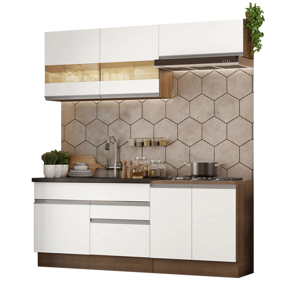 Mueble de Cocina Integral Glamy 200 cm Marrón/Blanco 07