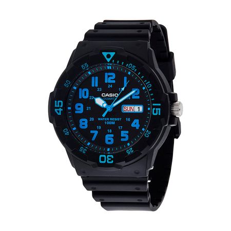 Reloj Análogo Casio Original MRW-200H-2B para Hombre en Resina Negro y Numeros en Azul