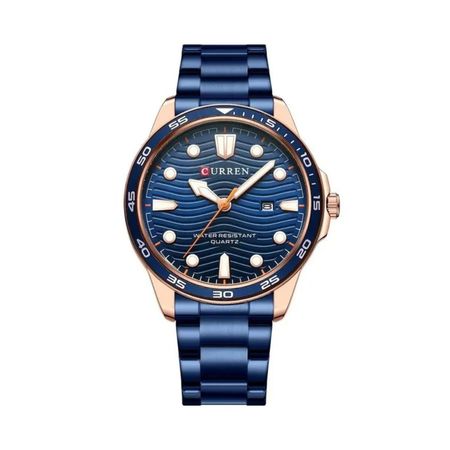 Reloj Análogo Curren Original KREd6803 para Hombre Acero Color Azul y Dorado