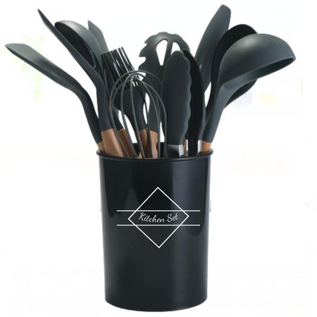 Set de Utensilios para Cocinas de Silicona Multifuncional por 12 pzas Negro