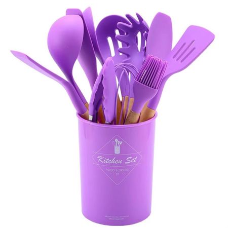 Set de Utensilios para Cocinas de Silicona Multifuncional por 12 pzas Morado