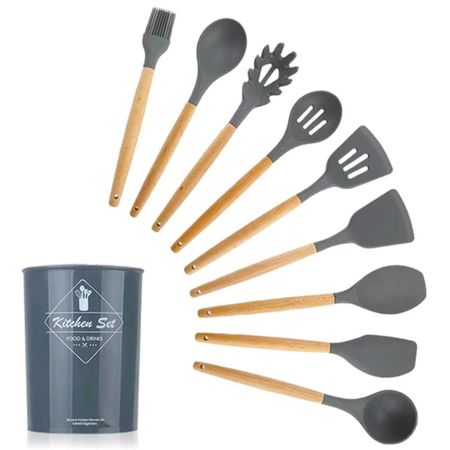 Set de Utensilios de Silicona para Cocina por 12 pzas Color Gris