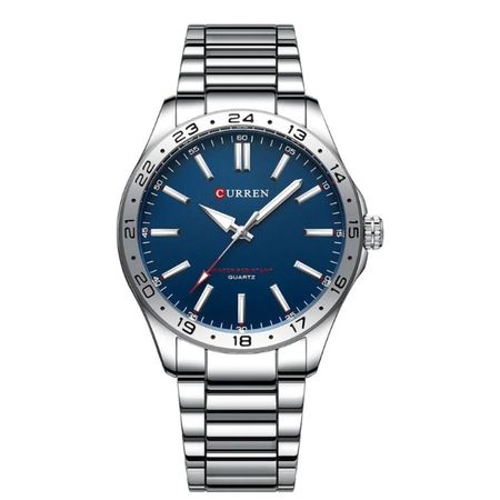 Reloj Análogo Curren Original para Hombre KRED9303 Azul en Acero Inoxidable Color Plateado