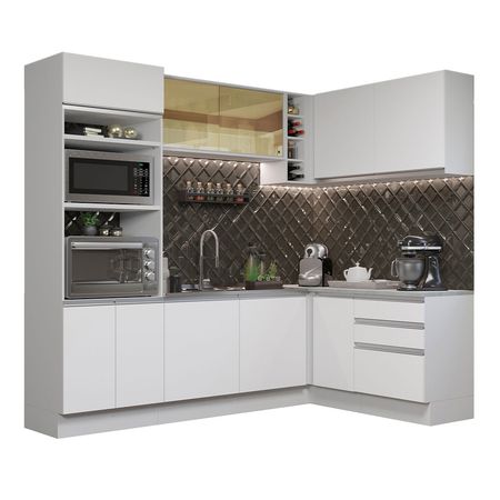 Mueble de Cocina Integral Esquinero Glamy 399 cm Blanco 02