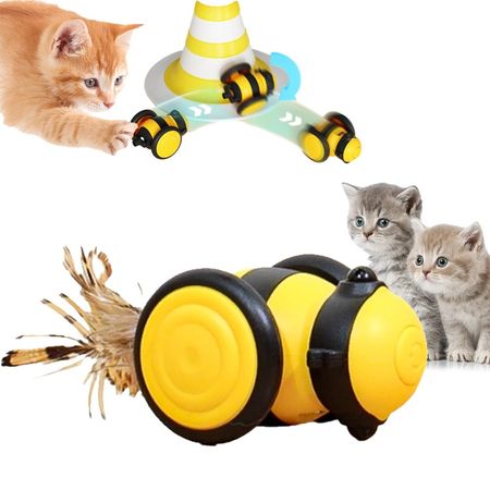 Carrito Abeja Interactivo para Gatos Juguete Inteligente AIWO Amarillo