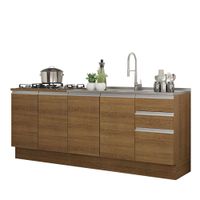 Kit 2 Muebles de Cocina 4 Puertas y 3 Cajones Glamy 200 cm Marrón