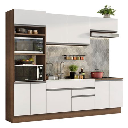 Mueble de Cocina Integral Glamy 270 cm Marrón/Blanco 13