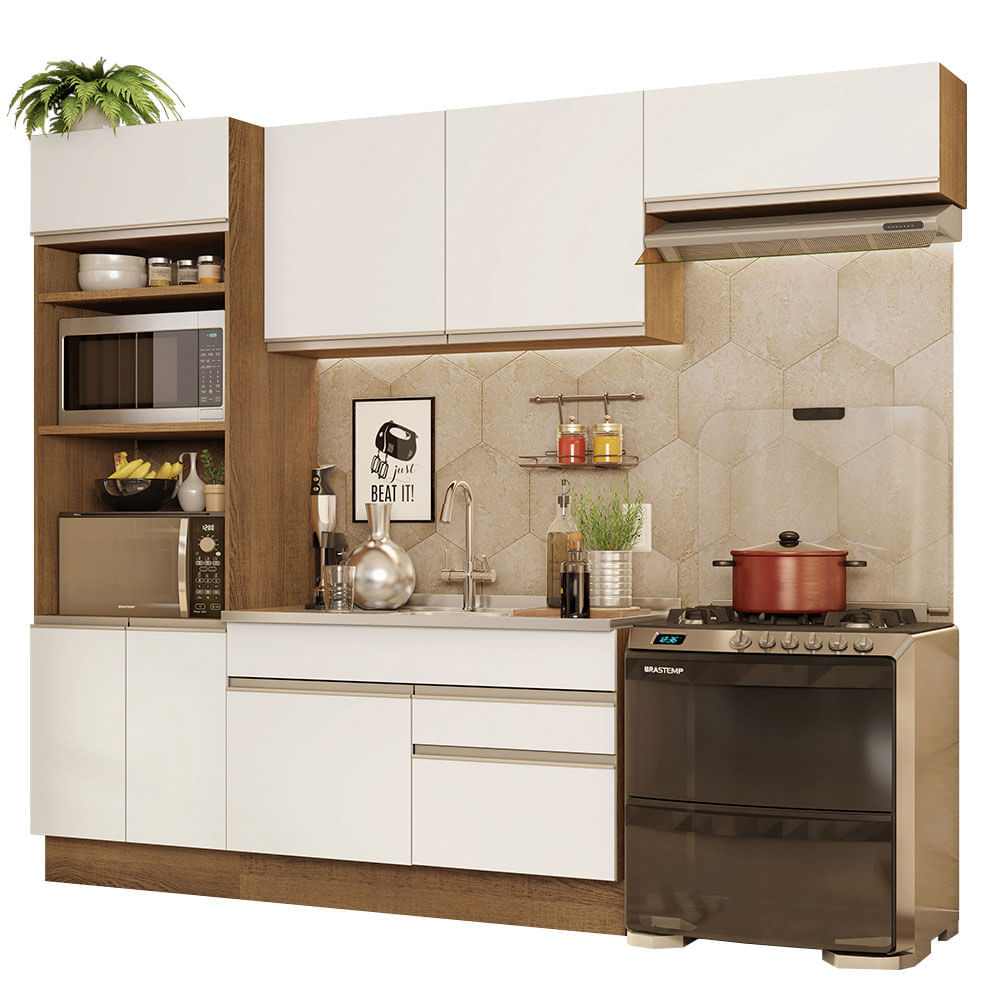 Mueble de Cocina Integral Glamy 270 cm Marrón/Blanco 15