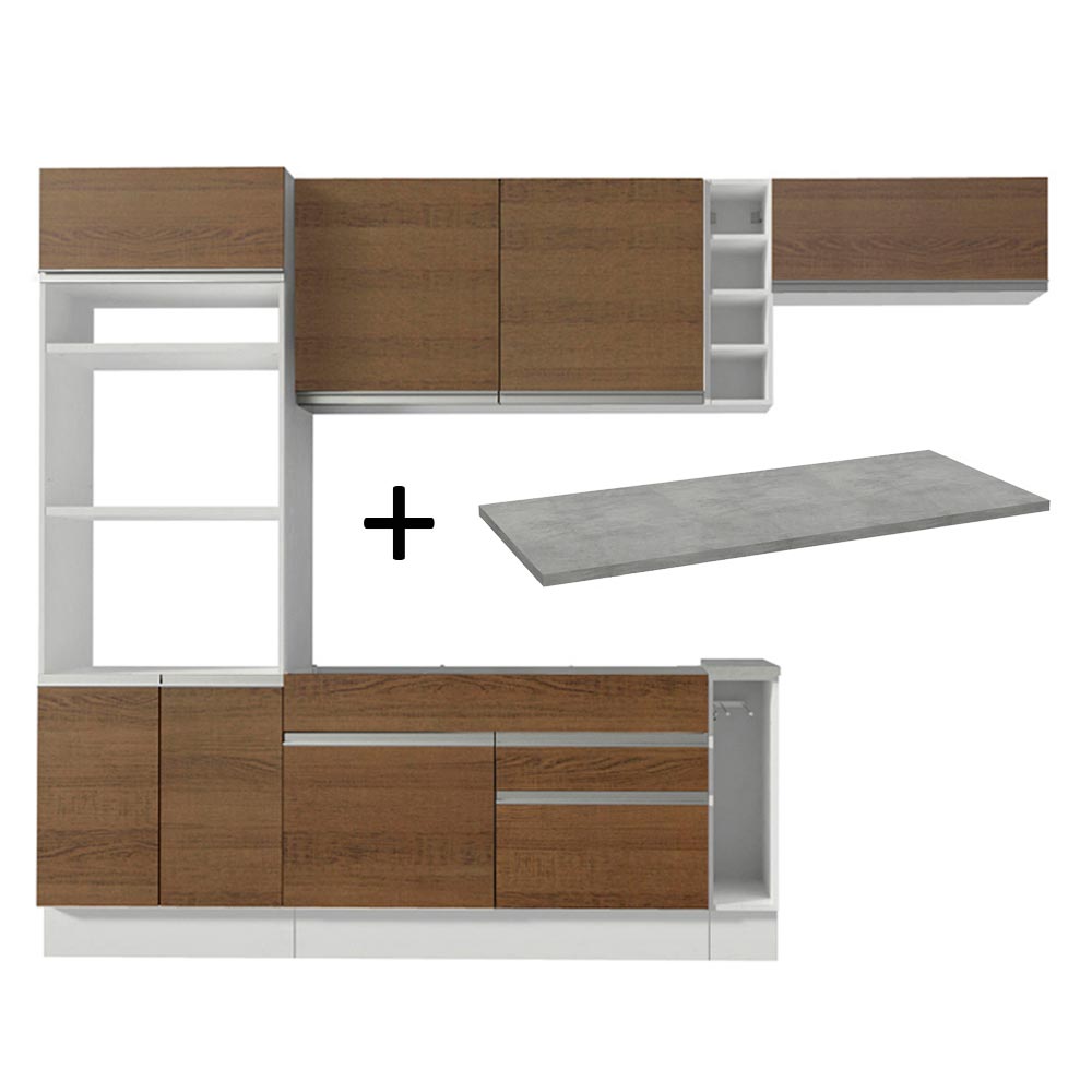 Mueble de Cocina Integral Safira 290 cm Blanco/Marrón 14