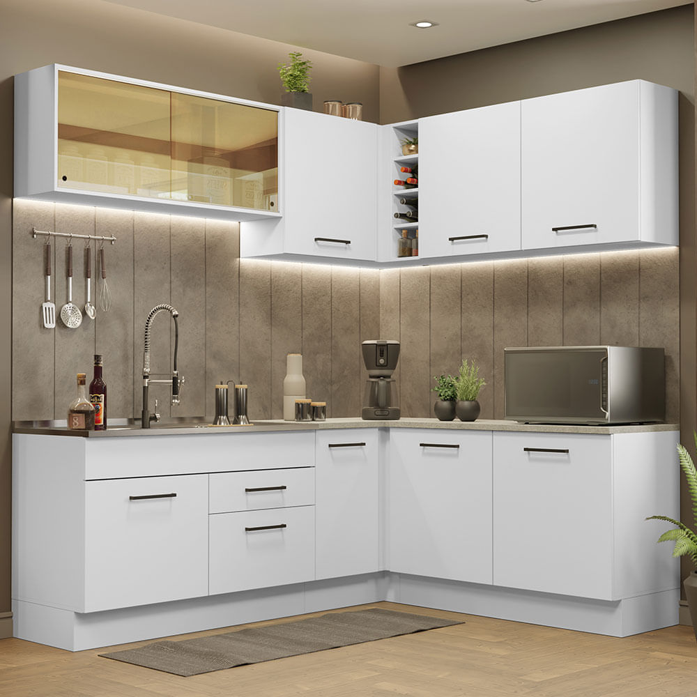 Mueble de Cocina Integral Esquinero Agata 389 cm Blanco 01