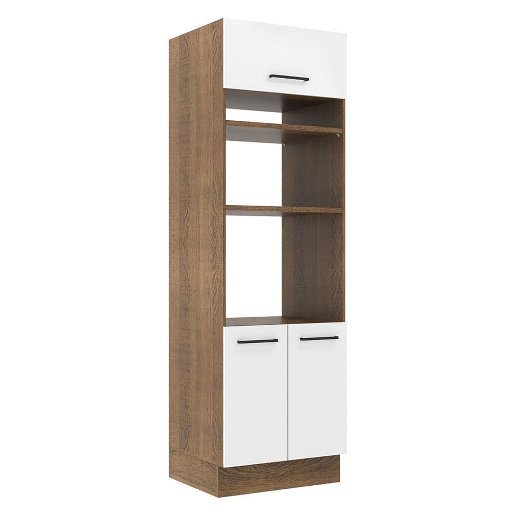 Mueble de Cocina Torre para Hornos 3 Puertas Agata 70 cm Marrón/Blanco