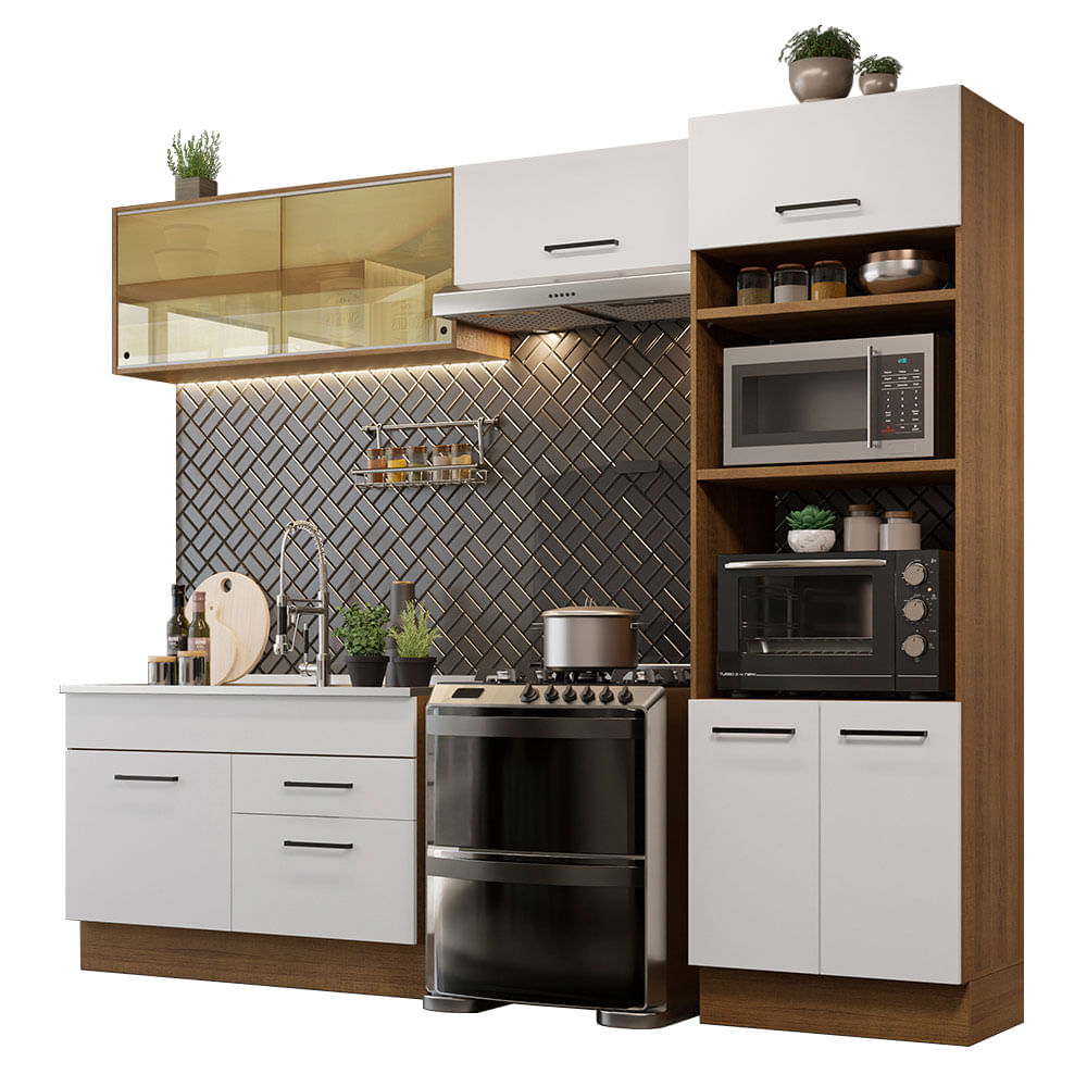 Mueble de Cocina Integral Agata 270 cm Marrón/Blanco 05
