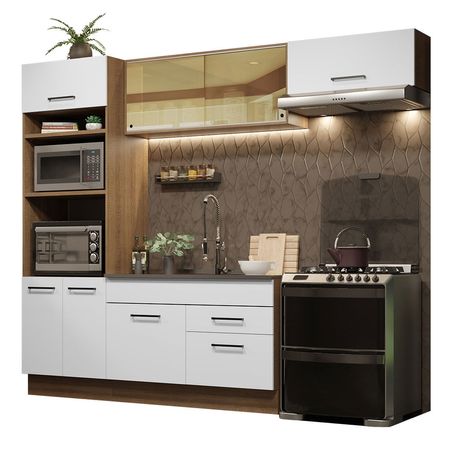 Mueble de Cocina Integral Agata 270 cm Marrón/Blanco 04