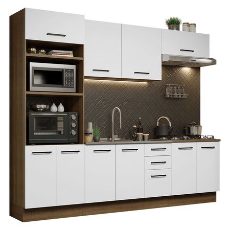 Mueble de Cocina Integral Agata 270 cm Marrón/Blanco 01