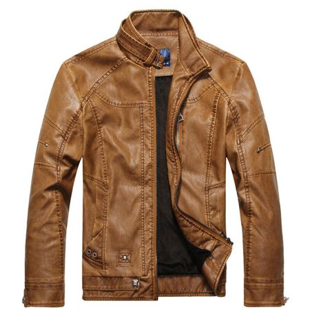 Elegante Chaqueta de Cuero para Hombre Amarillo L