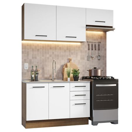 Mueble de Cocina Integral Agata 180 cm Marrón/Blanco 09