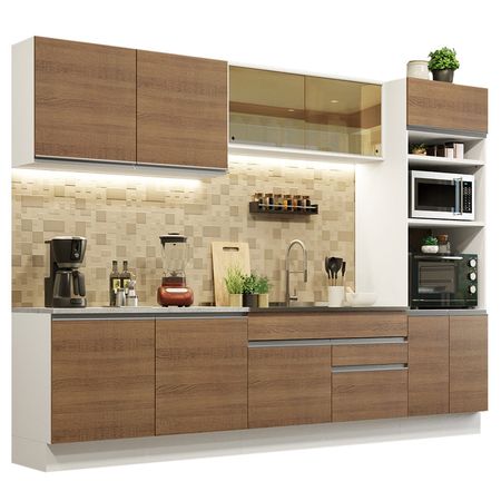 Mueble de Cocina Integral Glamy 310 cm Blanco/Marrón 01