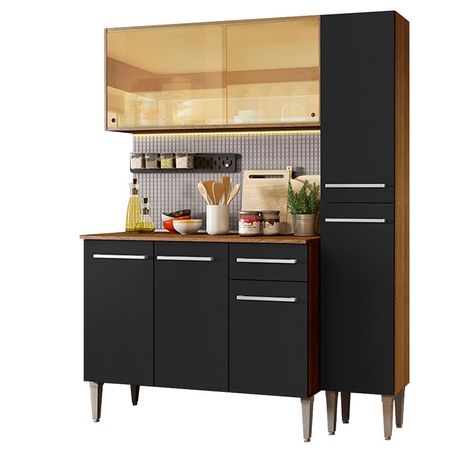 Mueble de Cocina Integral Emilly Gold 137 cm Marrón/Negro 03