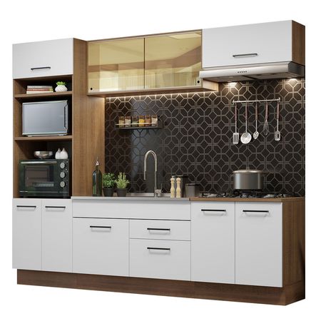 Mueble de Cocina Integral Agata 270 cm Marrón/Blanco 03