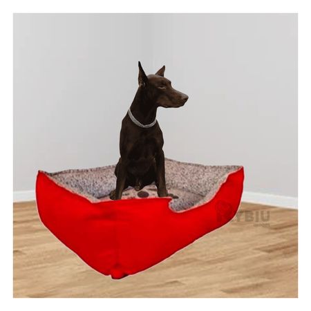 Cama con Forro para Perros de Color Rojo XL Y+Stickers