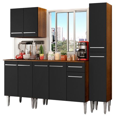 Mueble de Cocina Integral Emilly Sing 201 cm Marrón/Negro 01