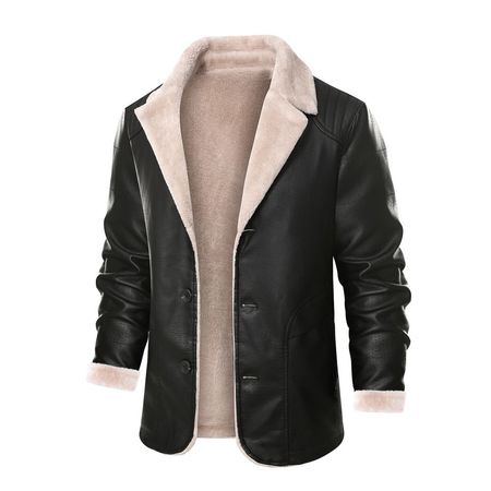 Chaqueta de Cuero Gruesa con Pelusa por Dentro Negro S