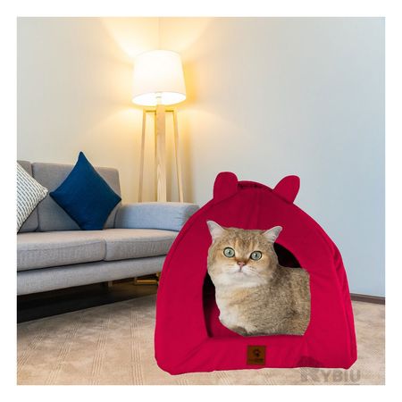 Cama para Mascota Diseño Iglu RojoTalla L Y+Papel de Regalo