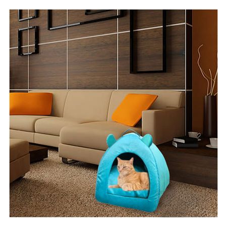 Cama Tipo Iglú Acogedora para Mascotas Talla S Verde Agua