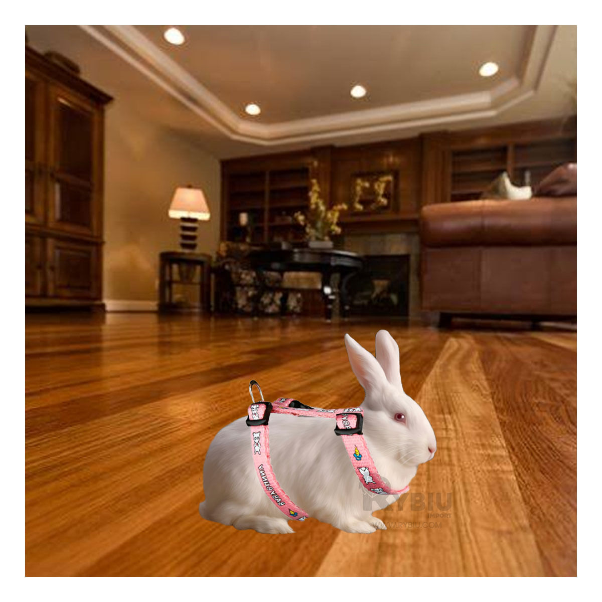 Arnes Comodo y Delgado para Conejo en Rosado Y+Stickers