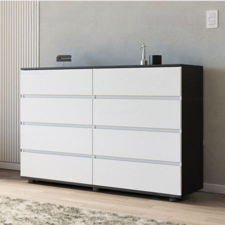 Comoda Moderna Nilan Blanco con Negro R&R MUEBLES
