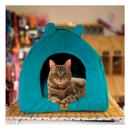 Cama Acolchonada en Forma Iglu Talla M Color Verde Agua