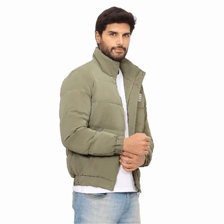 Casaca Puffer Juvenil de Plumón para Hombre Color Cemento XL