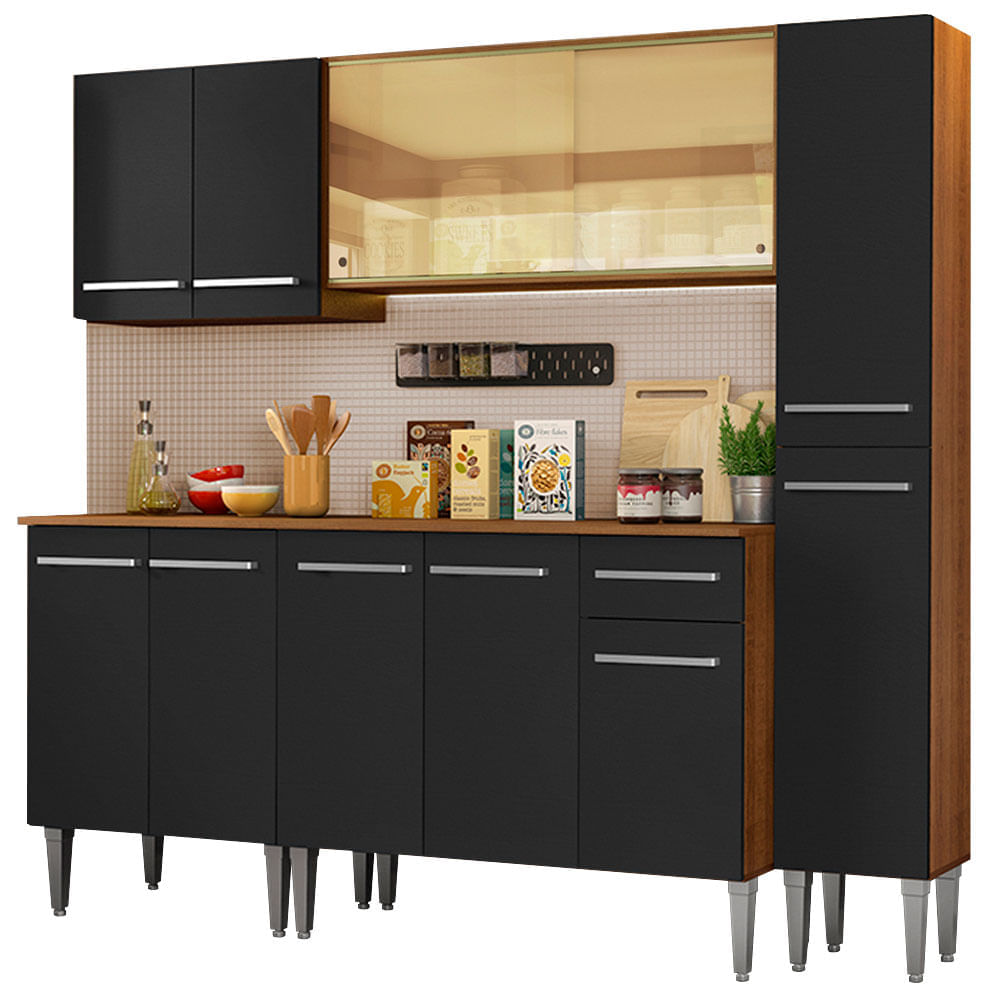 Mueble de Cocina Integral Emilly West 201 cm Marrón/Negro 03