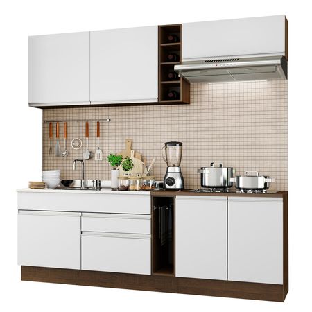 Mueble de Cocina Integral Parma 220 cm Marrón/Blanco 03