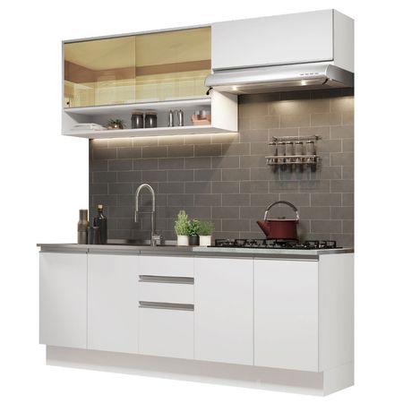 Mueble de Cocina Integral Glamy 200 cm Blanco 09