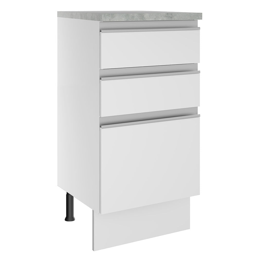 Mueble de Cocina 3 Cajones Glamy 40 cm Blanco