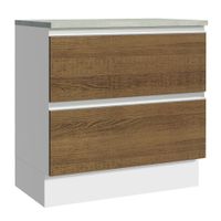 Mueble de Cocina 2 Cajones Glamy 80 cm Blanco/Marrón