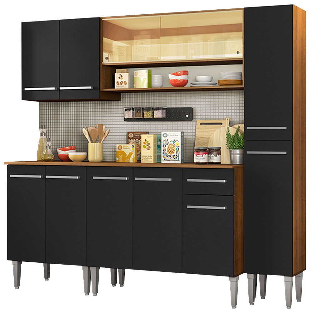 Mueble de Cocina Integral Emilly Sky 201 cm Marrón/Negro 04