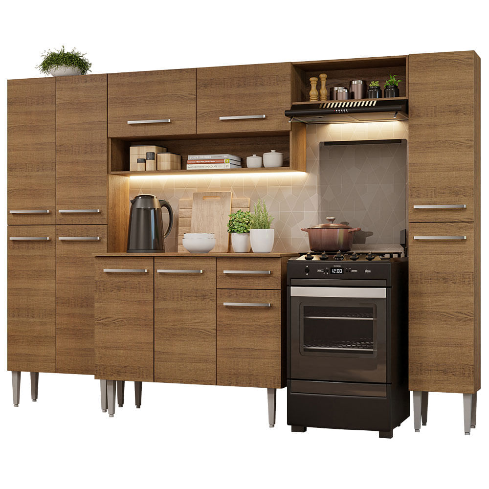 Mueble de Cocina Integral Emilly Hit 261 cm Marrón
